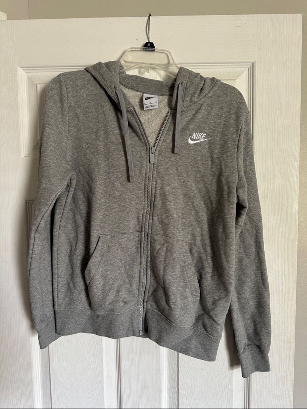 Nike Gray Zipper Hoodie with White Logo